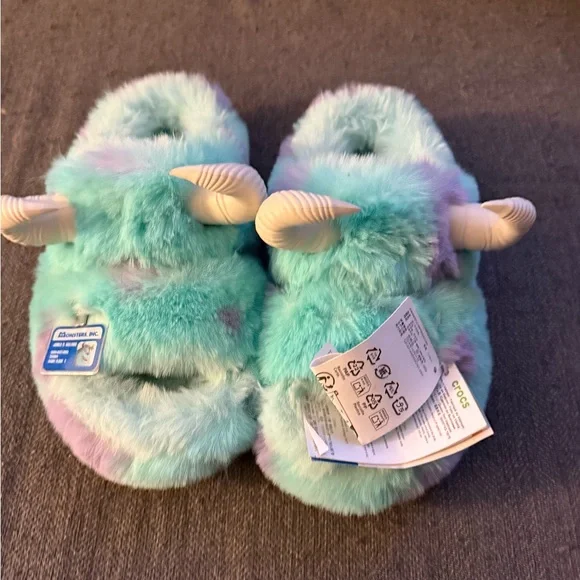 CROCS | Shoes | Fuzzy Blue And Purple Monster Slippers 